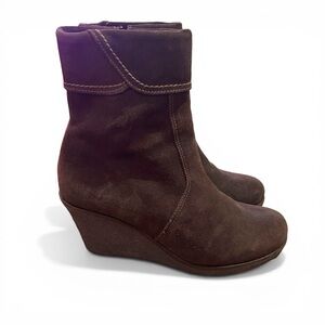 La Canadienne 10 suede boot zip up wedge heel calf boot waterproof fleece lined